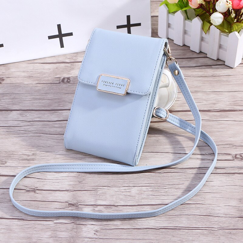 Vrouwen Portemonnees Lederen Tassen Voor Vrouw Schouderriem Tas Mobiele Telefoon Bag Card Houders Clutch Telefoon Portemonnee Handtas Zakken: light blue