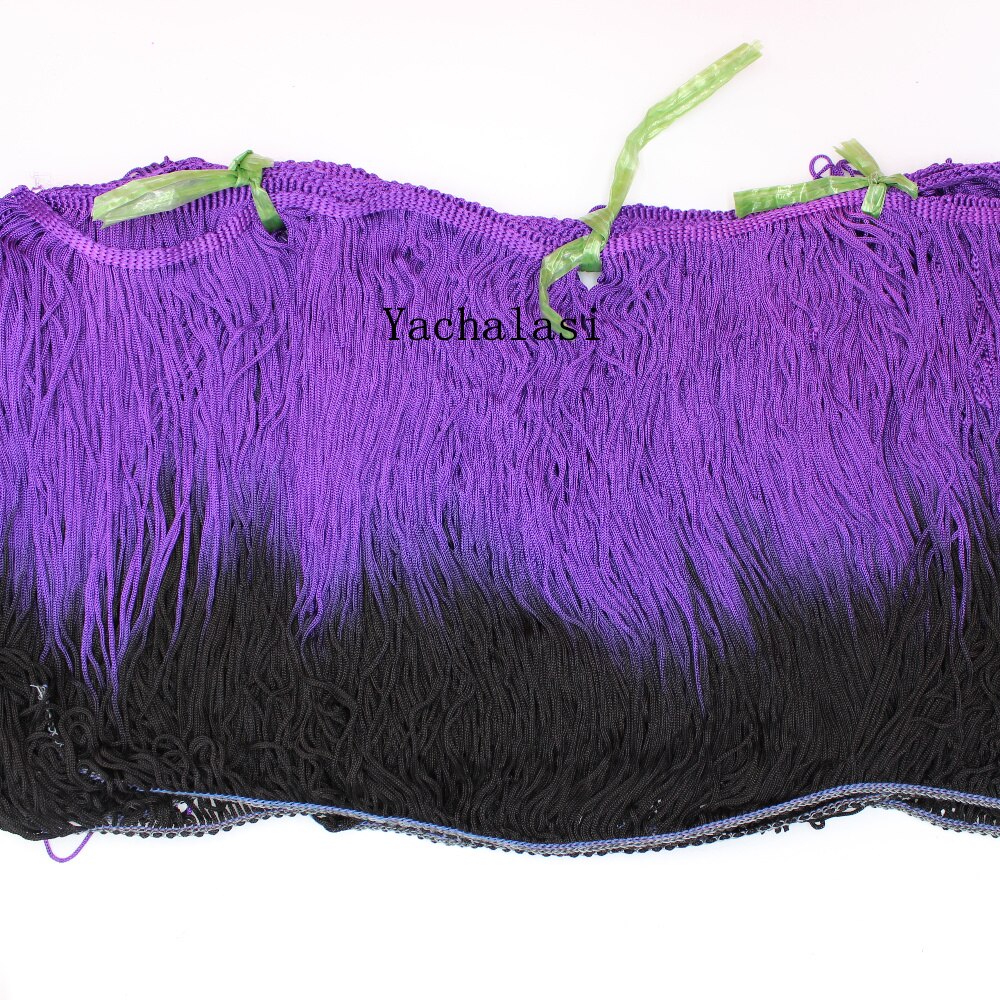 10 Yds Latin Fringe Tassel Dip Dye Ombre Zachte Rayon Macrame Dans Jurk Trimmen Samba Rok Kwastje Paars Zwart 25cm