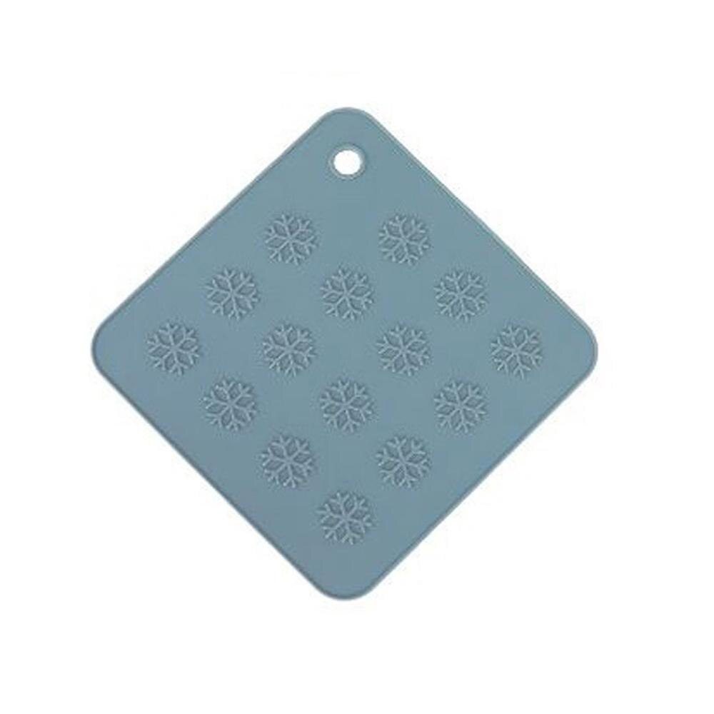 Support pratique en silicone | Sous-verres de noël flocon de neige, support pratique, tapis de cuisine résistant à la chaleur, dessous de cuisine, outils de Pot, posavasos silicona 4FM: Bleu