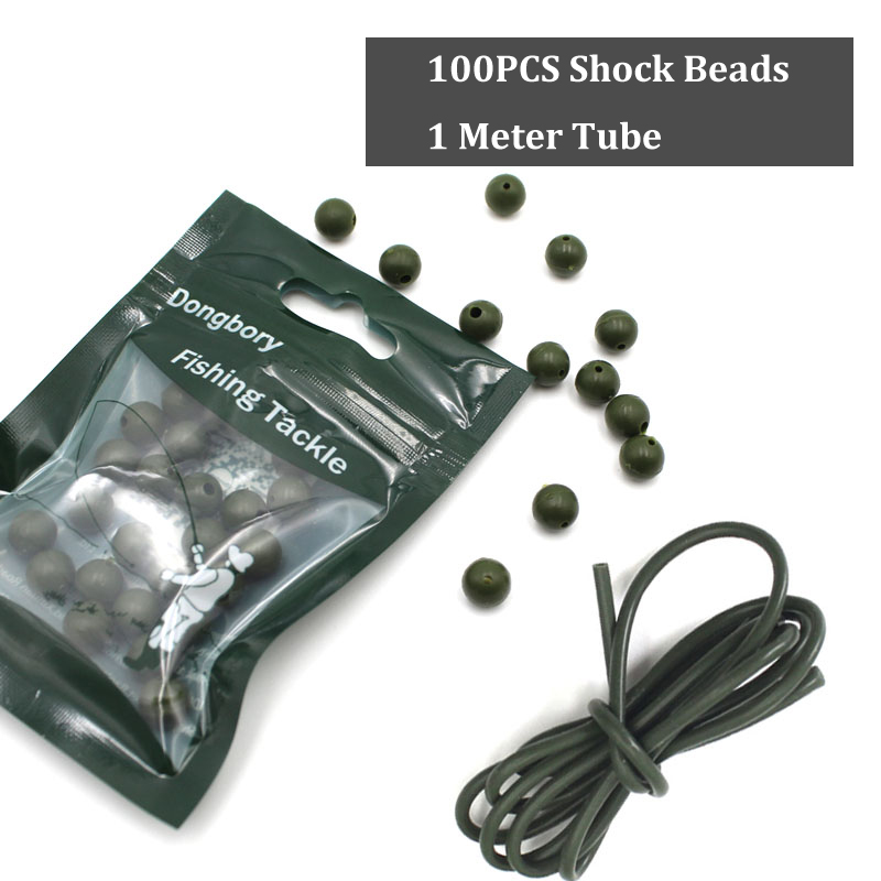 100 Stuks Karpervissen Chock Bead + 1M Helicopter Tubing Siliconen Rig Buis Voor Karpervissen Hair Rig Heli rig Tackle Accessorie Kit