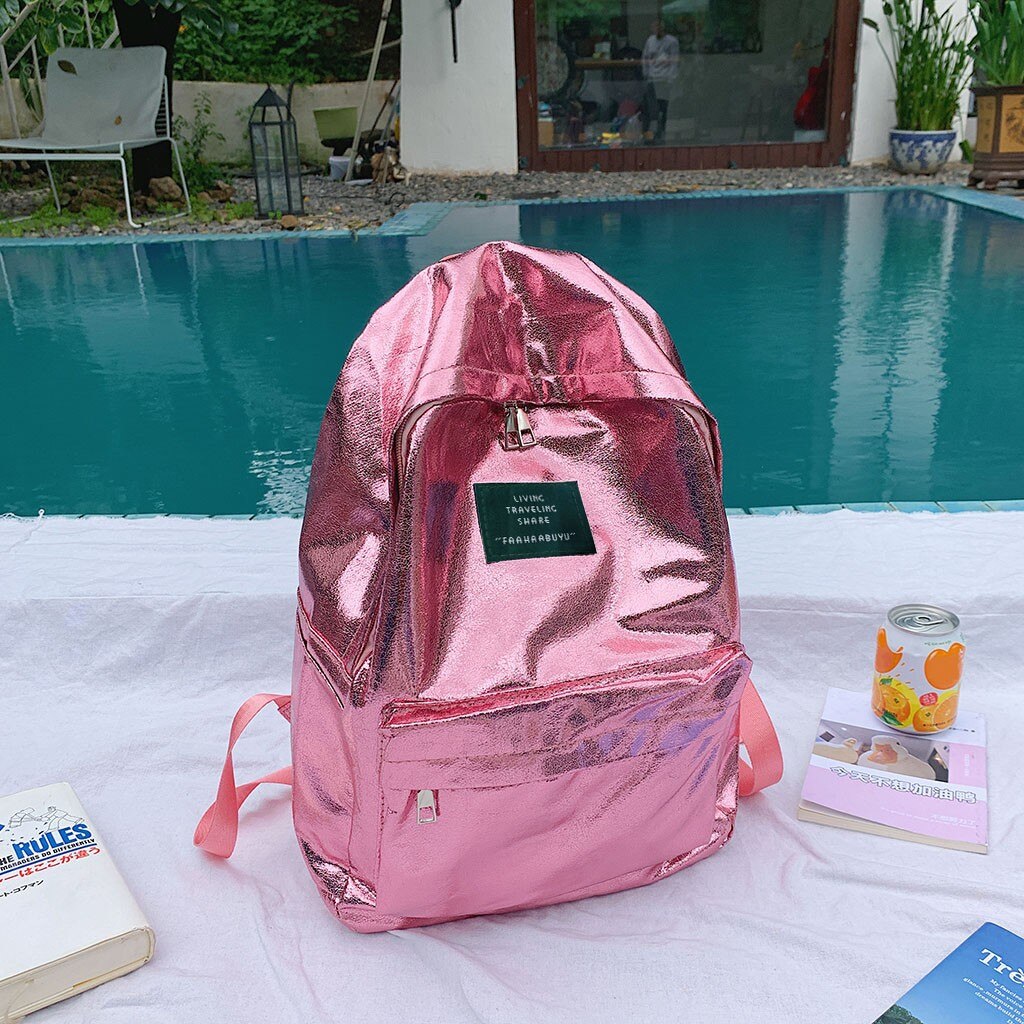 School Backpack Large Capacity Solid Color Waterproof Zipper Casual Backpack School Bag Рюкзак Школьный Женский: Pink
