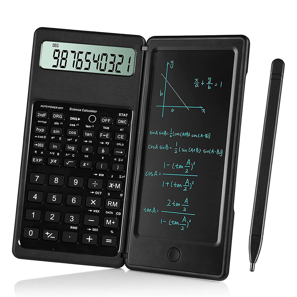 Foldable Scientific Calculator 10-Digit Digital Large Display with an Erasable Writing Tablet Digital Drawing Pad Math Calculato