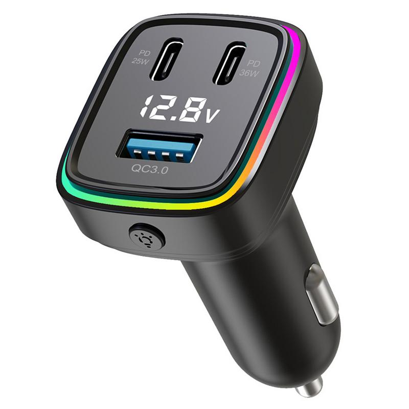 Auto Telefoon Oplader Auto Telefoon Usb C Adapter Auto Snel Opladen Auto Telefoon Oplader 3 Poorten Autolader Adapter Met Spanning &