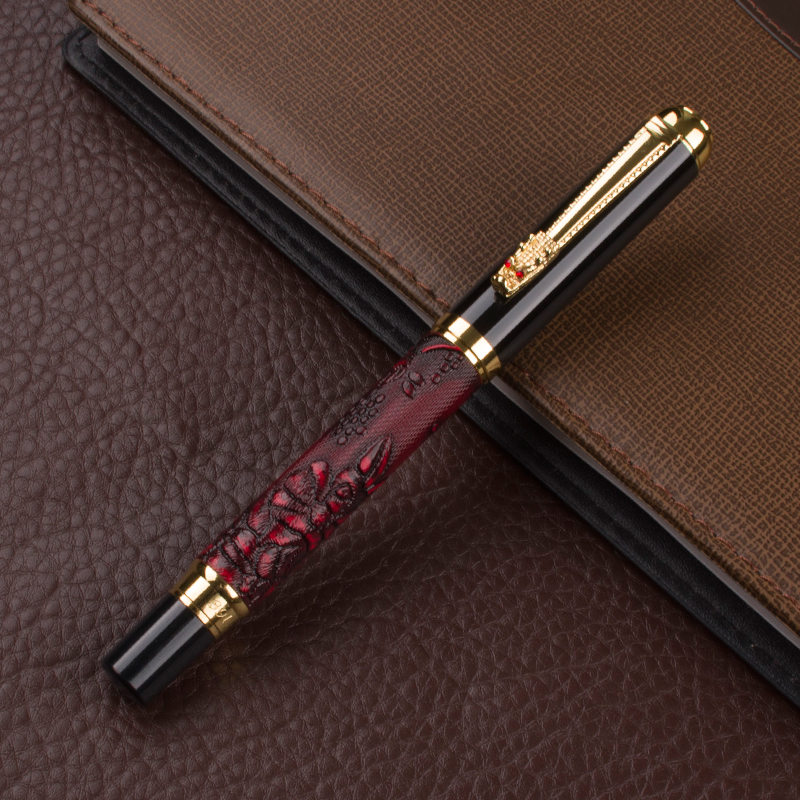 Luxe klassieke rode Lederen druif patroon rollerball klassieke pen briefpapier verkoop