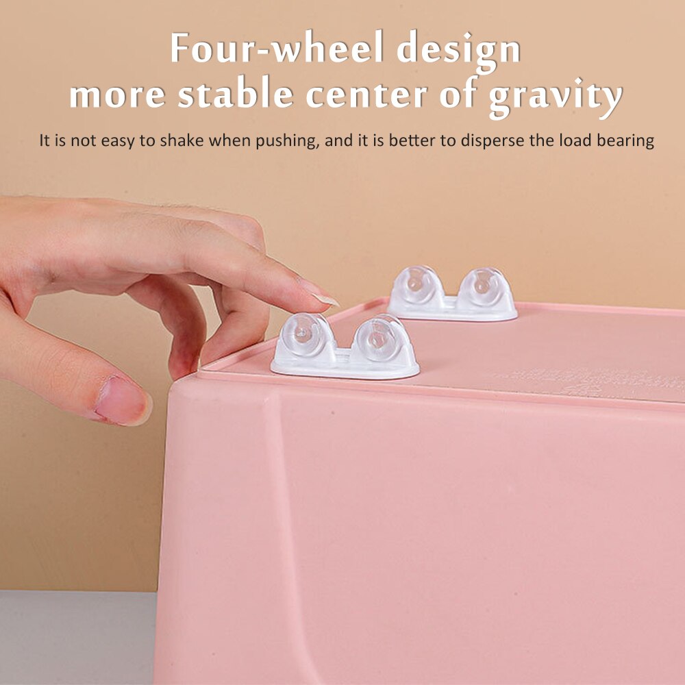 4pcs/Set Adhesive Pulley Storage Box Casters Trash Can Self Adhesive Furniture Caster Wheel Silent No Scratches Box Wheels