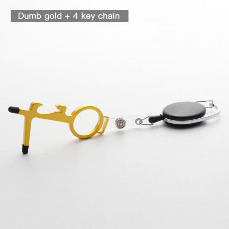 1 Pcs Anti Touch Door Opener Tool Multifunctional No Touch Key Door Opener Non-contact Door Handle Elevator Artifact Keychain: C01