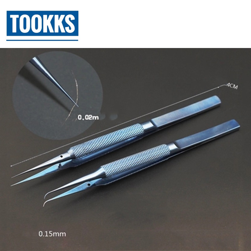 Pinzas profesionales de aleación de titanio, 0,15mm, borde preciso, recolector de huellas dactilares, pinzas de curva recta para reparación de iPhone