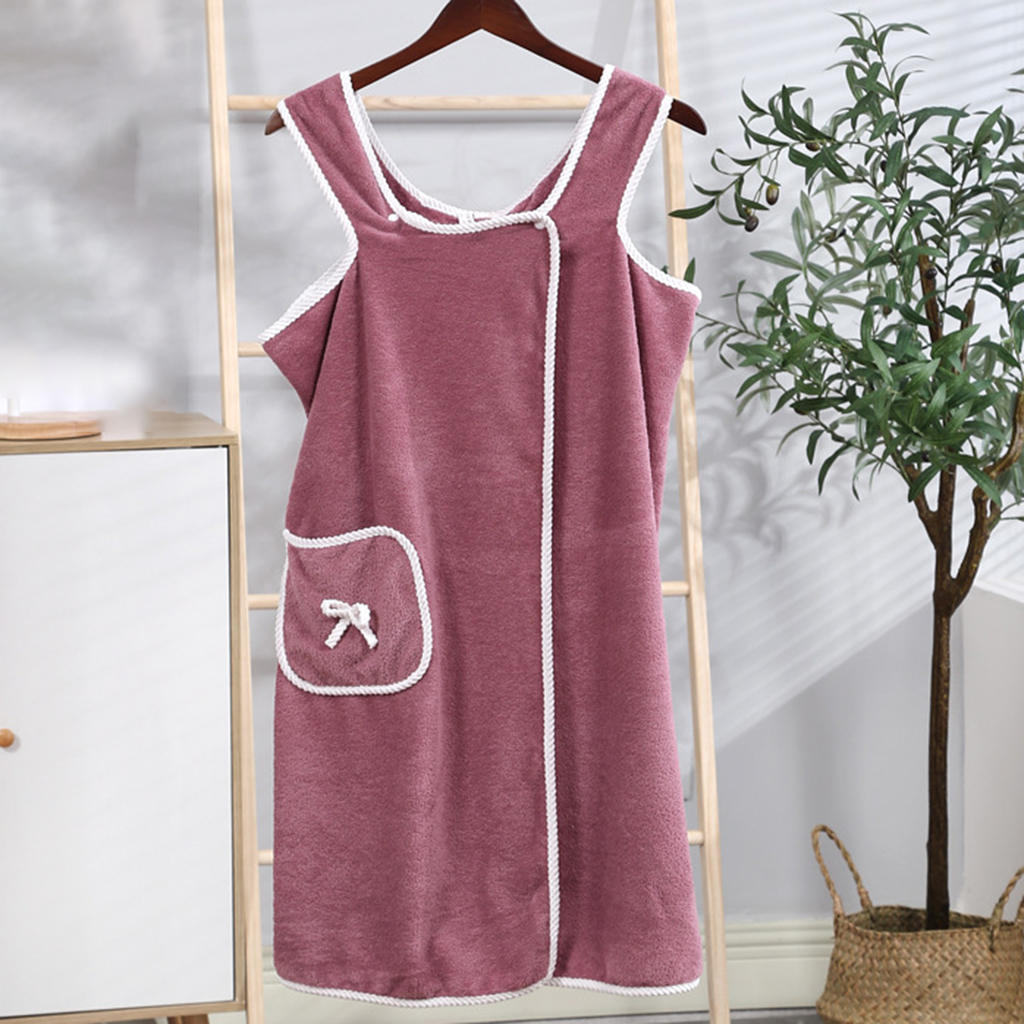 Damski szlafrok kąpielowy czepek ręcznikowy miękka, poręczna, chłonna spódnica kąpielowa: purpurowy 1