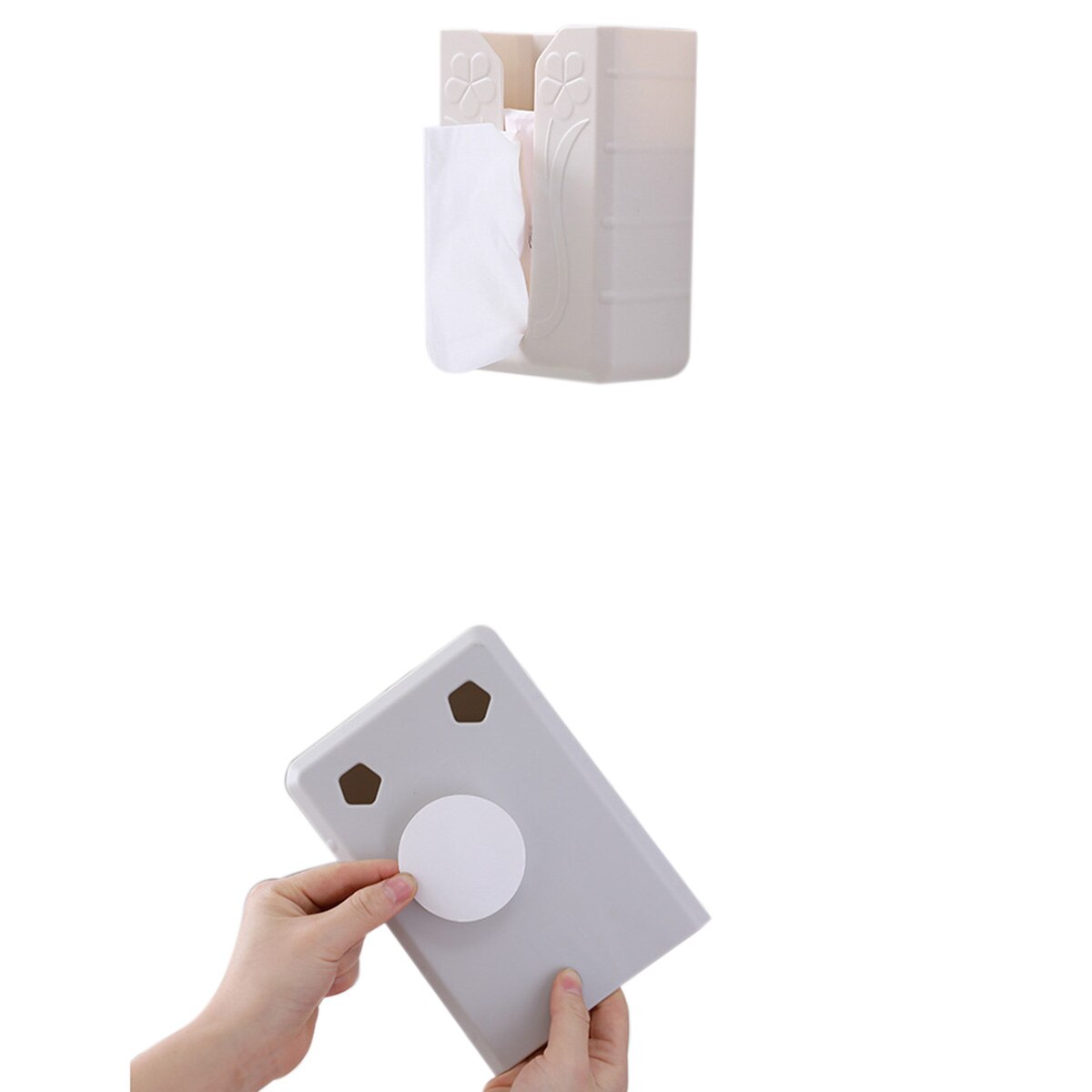 Caja de tejido adhesivo para servilletas, dispensador de bolsas de basura montado en la pared, de plástico, para el hogar