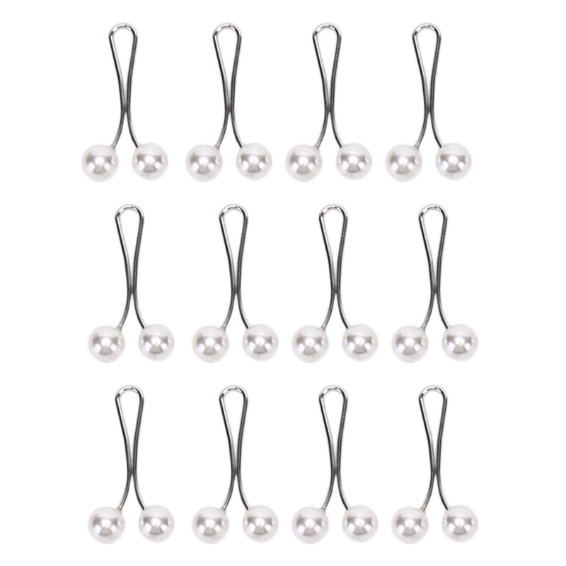 12Pcs Parel Sjaal Broche Pin Hoofddoek Shawl Sjaal Lady Moslim Sjaal Hijab Clips Pin Vaste Bandjes Anti Slip Broche: white