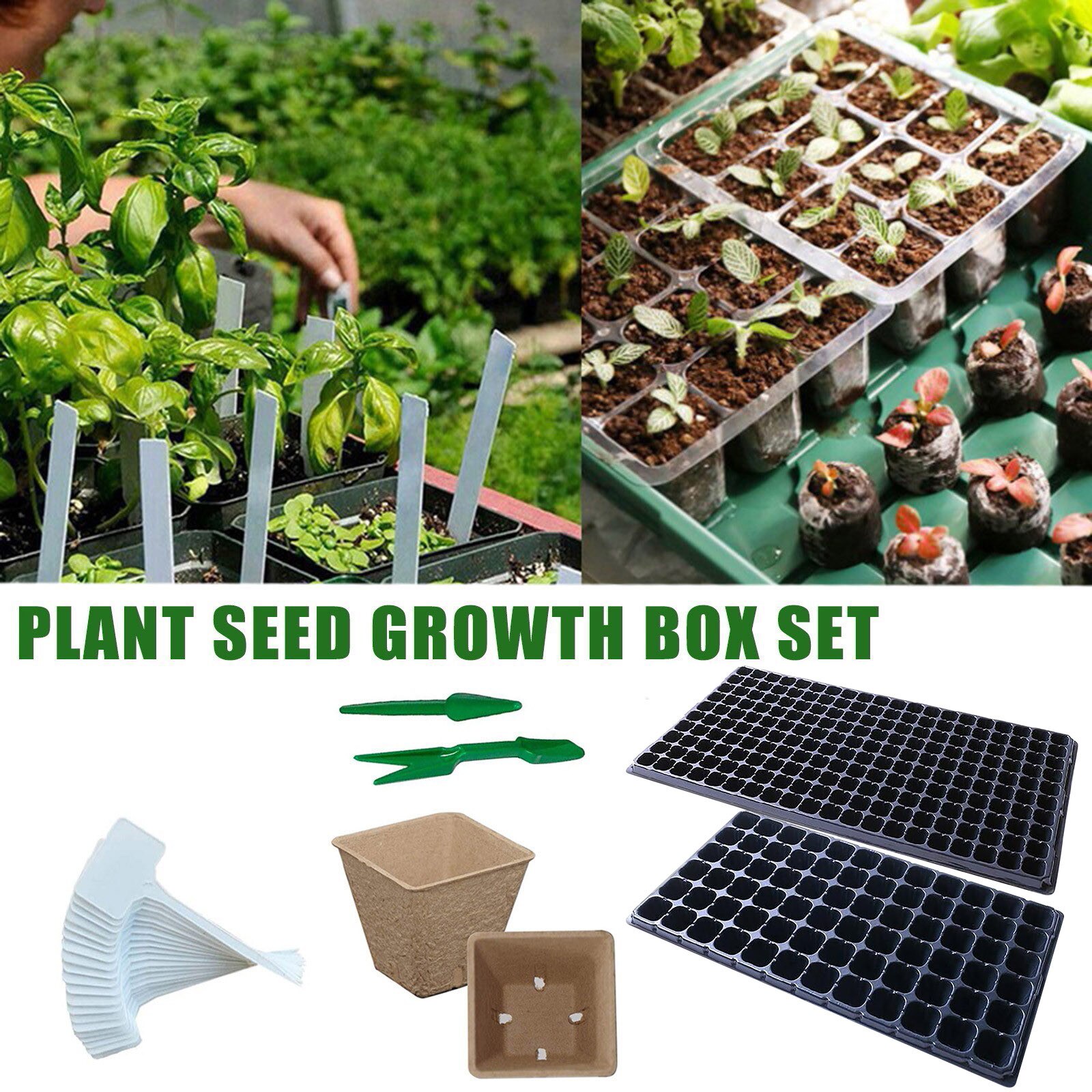200 Cells Gardening Mini Breathable Lids Plastic Germination Box Nursery Pots Plant Seedling Tray Garden Planting Accessories