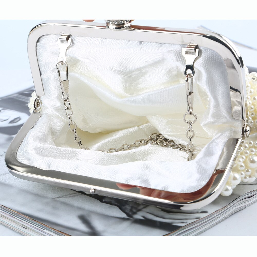 Luxury Pearl Shell Women Evening Bags Beaded Handmade Diamonds Chan Shoulder Messenger Bag Crystal Wedding Evening Bag