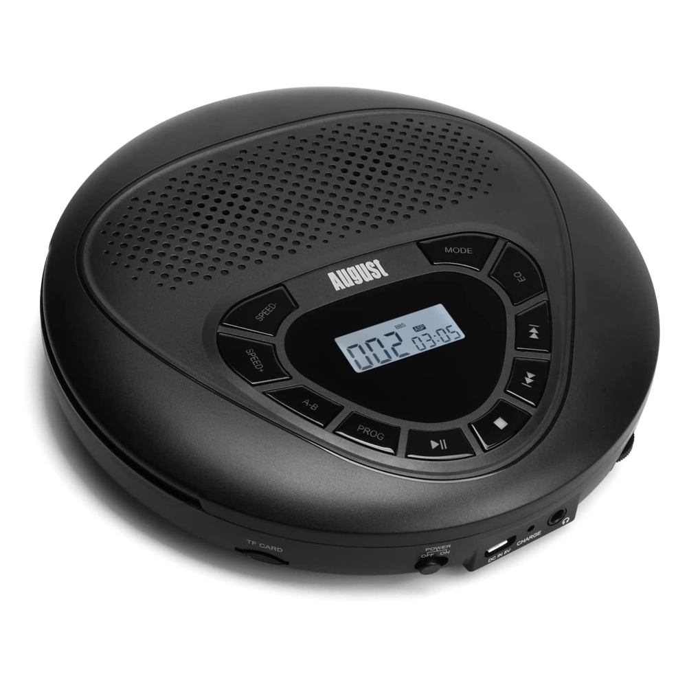 August  se10 tragbarer cd-player mit kopfhöreranschluss, hifi-musikwiedergabe, wiederaufladbarer cd-player mit aux-kabel und tf-kartenunterstützung.