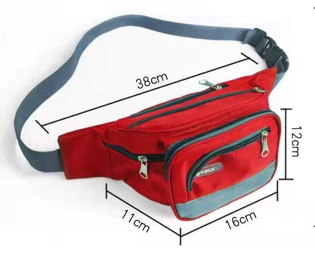 Unisex Canvas Waist Bag - Multi-Pocket Travel Fanny Pack - Adjustable Belt