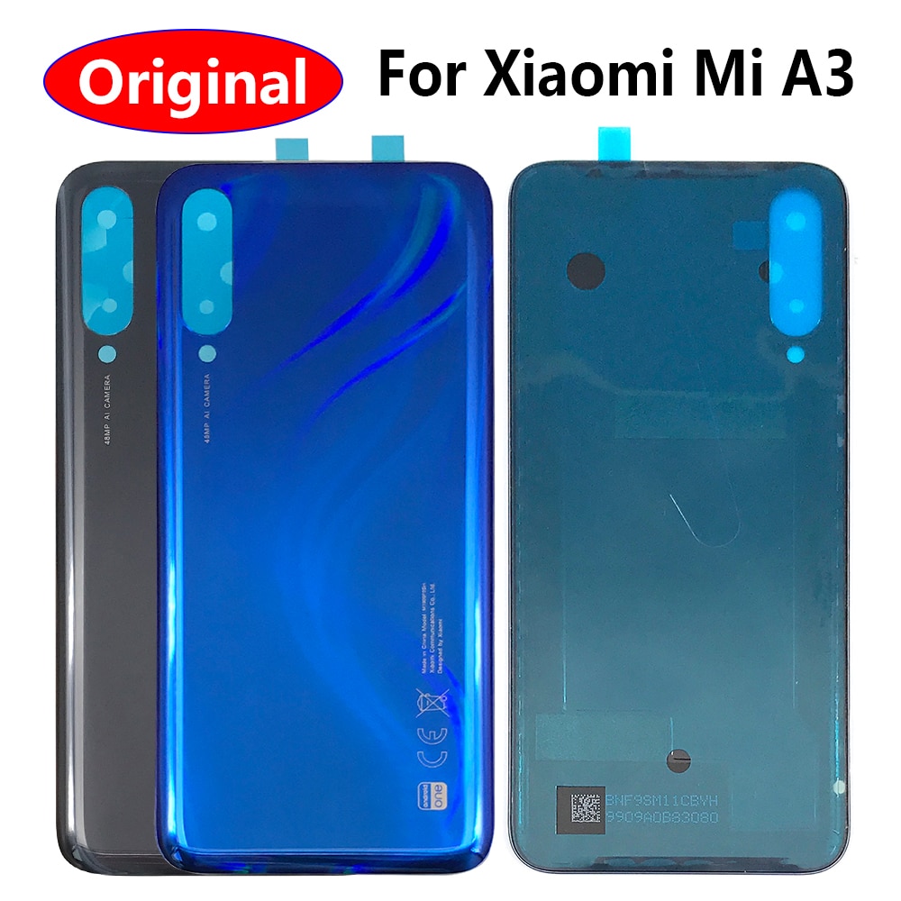 Original batteri baklucka glas bakre batterihus med lim för xiaomi mi  a3