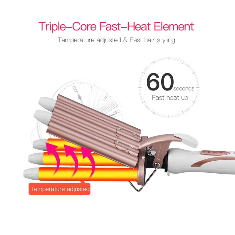 CkeyiN 5 Barrels Hair Curler Ceramic Negative Ion Curling Iron Electric Waver Fast Heating 16MM Hair Stying Tool
