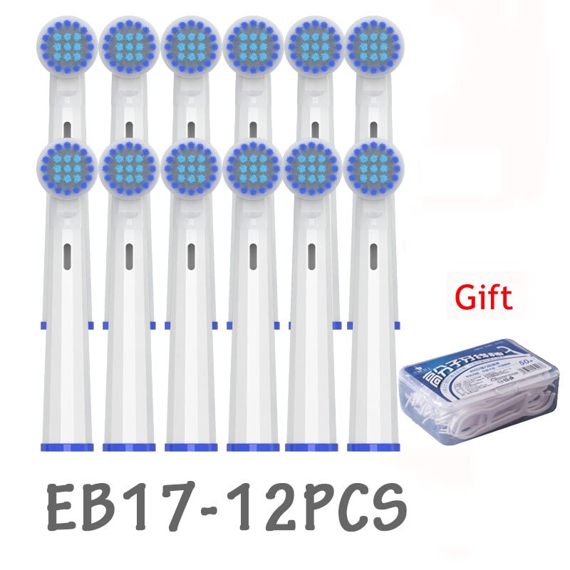 Oral b eb17 substituição cabeça da escova para d12 d16 d100 cruz cabeças escova de dentes elétrica ação limpa adequado bocal fio presente: 12PCS