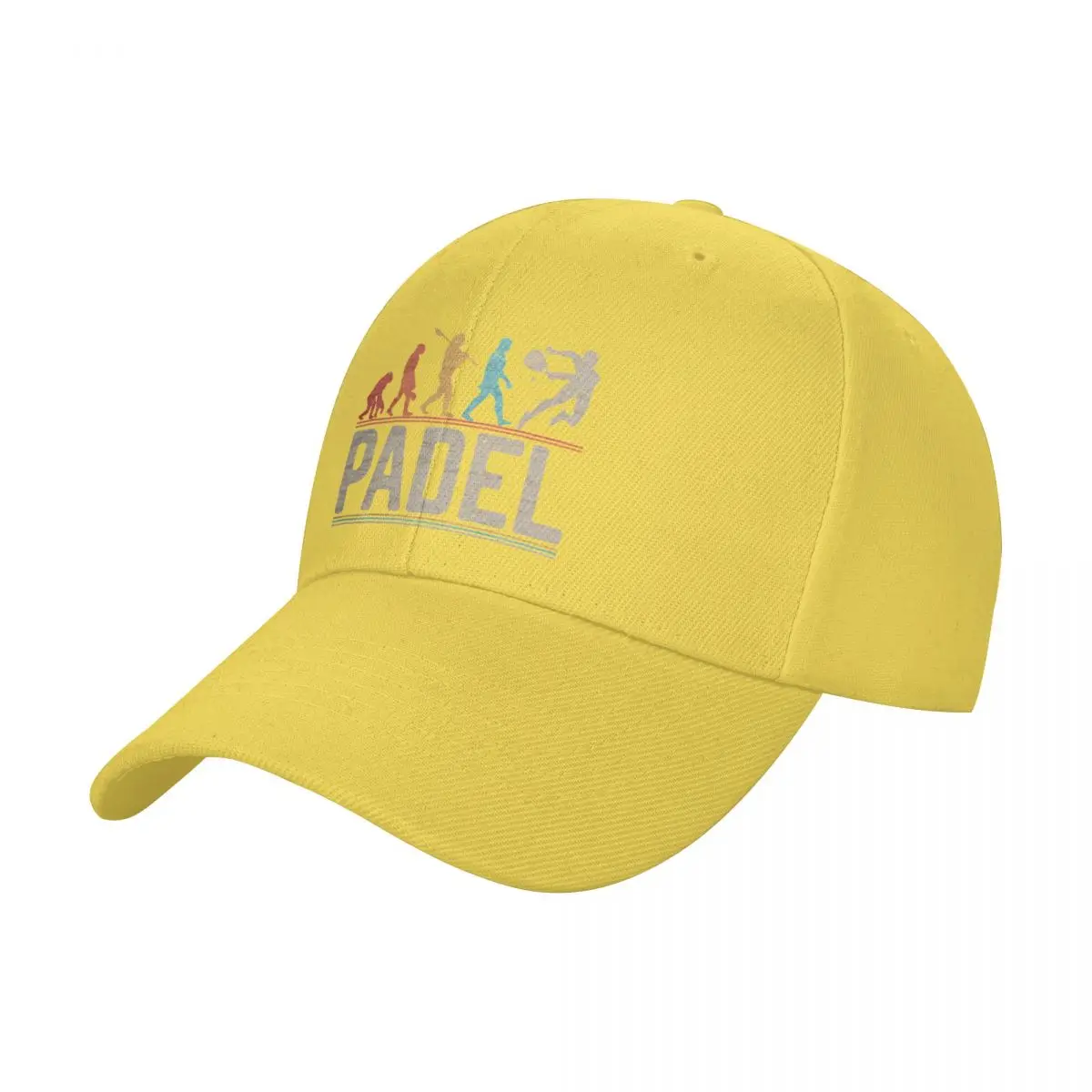 Padel Evolution of Man Vintage Funny Padel First Baseball Cap, Christmas Hat, Beach Hat for Men, Women's Caps: YELLOW