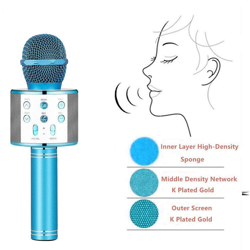 Micrófono Bluetooth para Karaoke KTV, altavoz inalámbrico, reproductor de música, micrófono de bolsillo, grabador para cantar