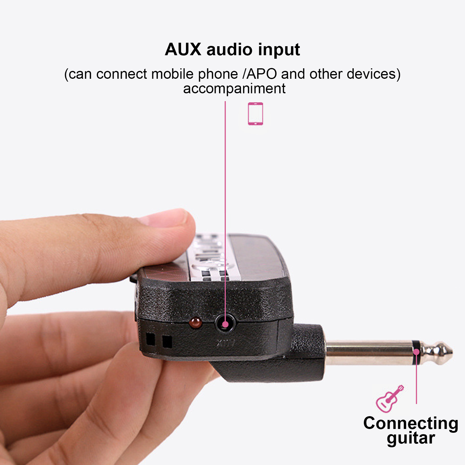 Mini Amp Draagbare Elektrische Bass Hoofdtelefoonversterker 3.5Mm Plug Extra Audio Ingang Plug Play Speaker Mute Voor Elektrische Bas