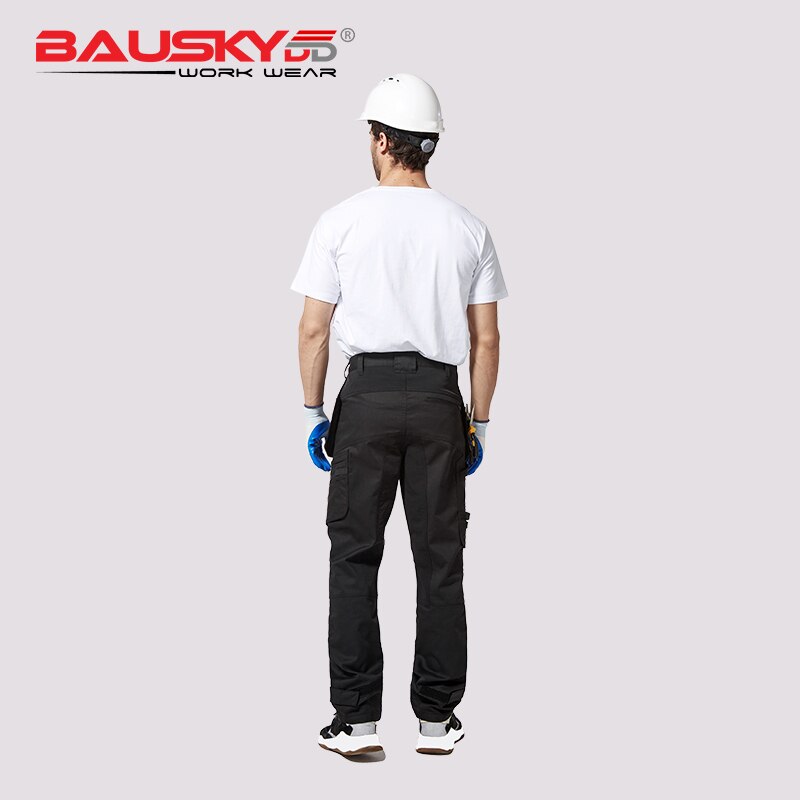 Carpenter Work pants With Knee Pads Working clothes Trousers Tool pockets Black Men's Workpants Workwear