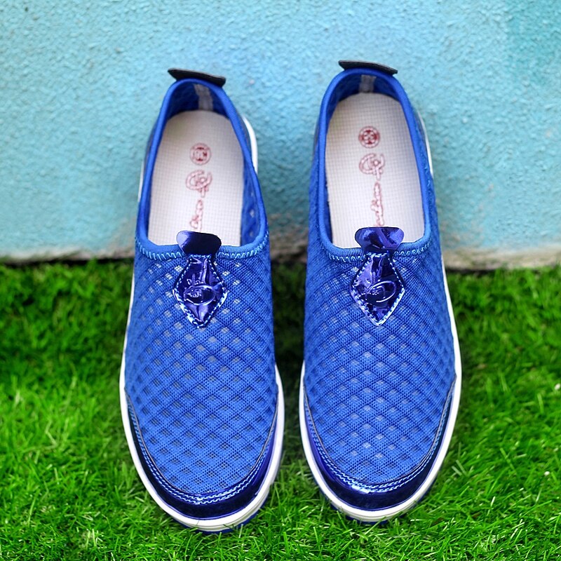 nuevos zapatos de Swing de malla de aire para mujer plataforma de cojín de aire zapatos de caminar de Fitness mujeres Slip On zapatillas de aumento de altura