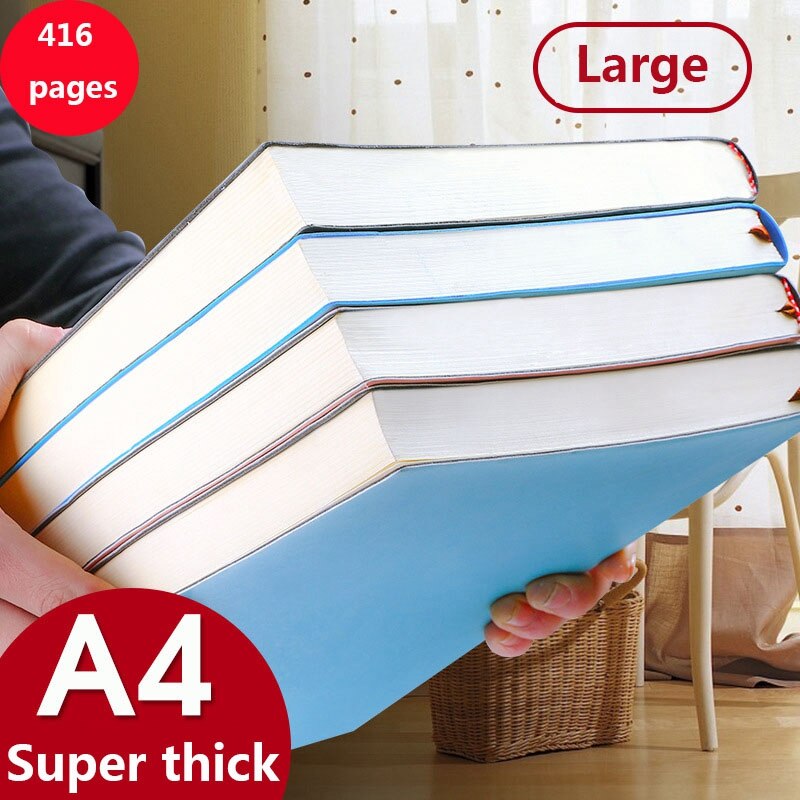 A4 Three Color Notebook Large Thicken 416 Pages Diary Business Memopad Super Thick Writing Planner School Homework Journal Note