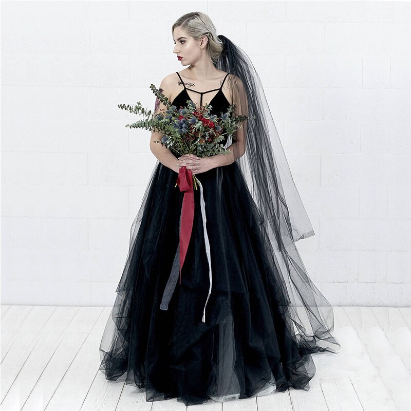 Zwart Bruiloft Sluiers 1.5/2/3/4/5/6/8/10M X 1.5M Kant Mariage Bruid Welon Sluier Bruiloft Accessoires Bruid Halloween Party