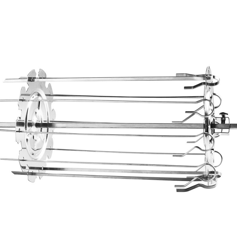 Kitchen Stainless Steel BBQ Grill Cage Vegetable Meat Skewer Kebab Maker For Rotisserie Oven Roaster 10 Sticks Pan BBQ Tool