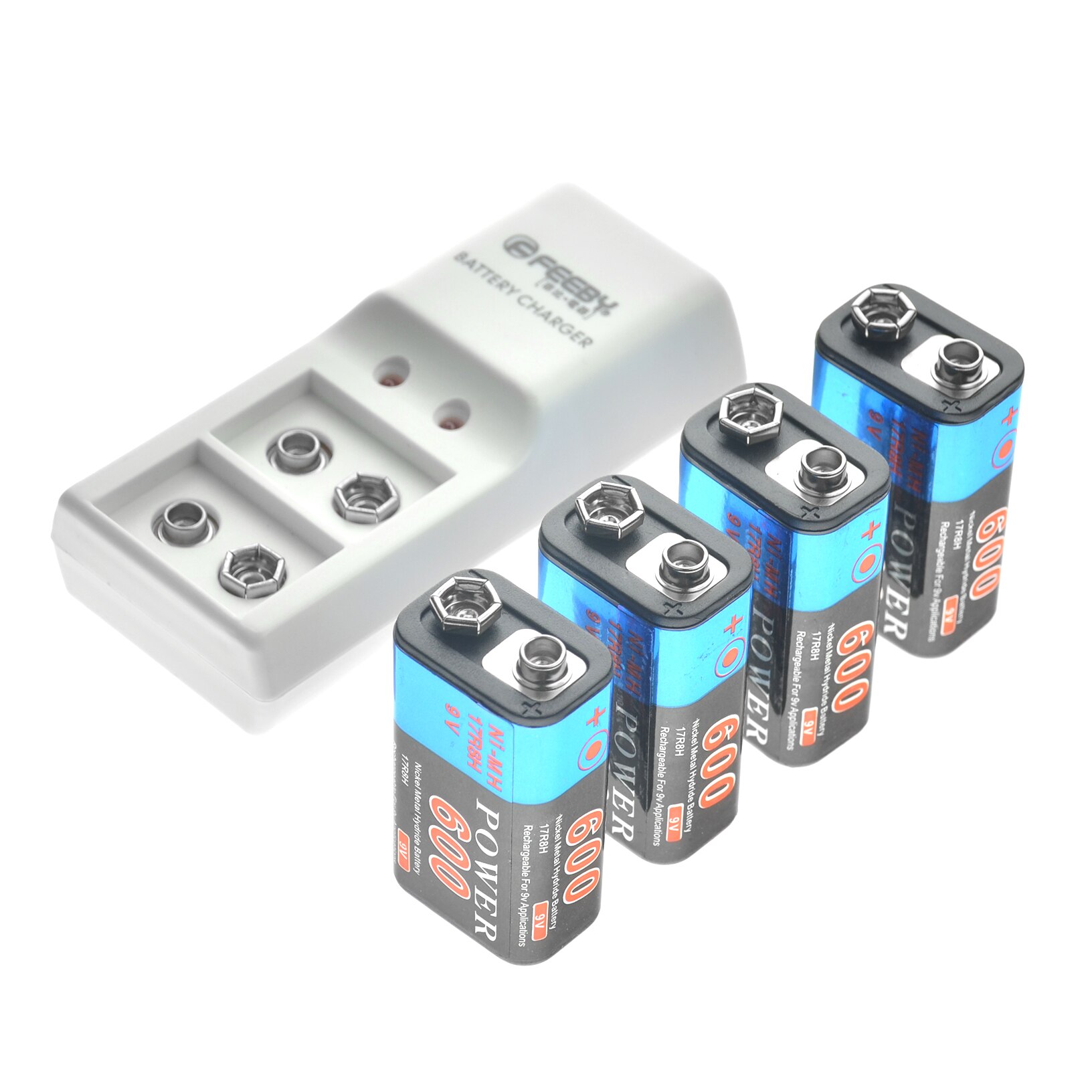 2/4/6/8 pièces 9 V 6F22 600 mAh NI-MH batterie Rechargeable 9 V 9 volts chargeur haut Volume US Plug
