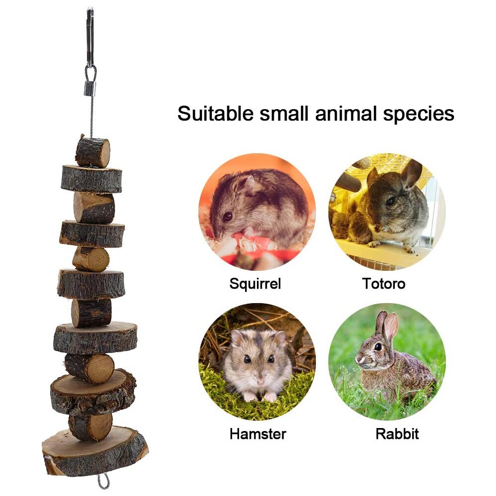 10 stk / sæt kæledyr hamster naturligt træ tygle legetøj chinchilla bur tilbehør kanin legetøj træ håndvægt træning klokke rulle