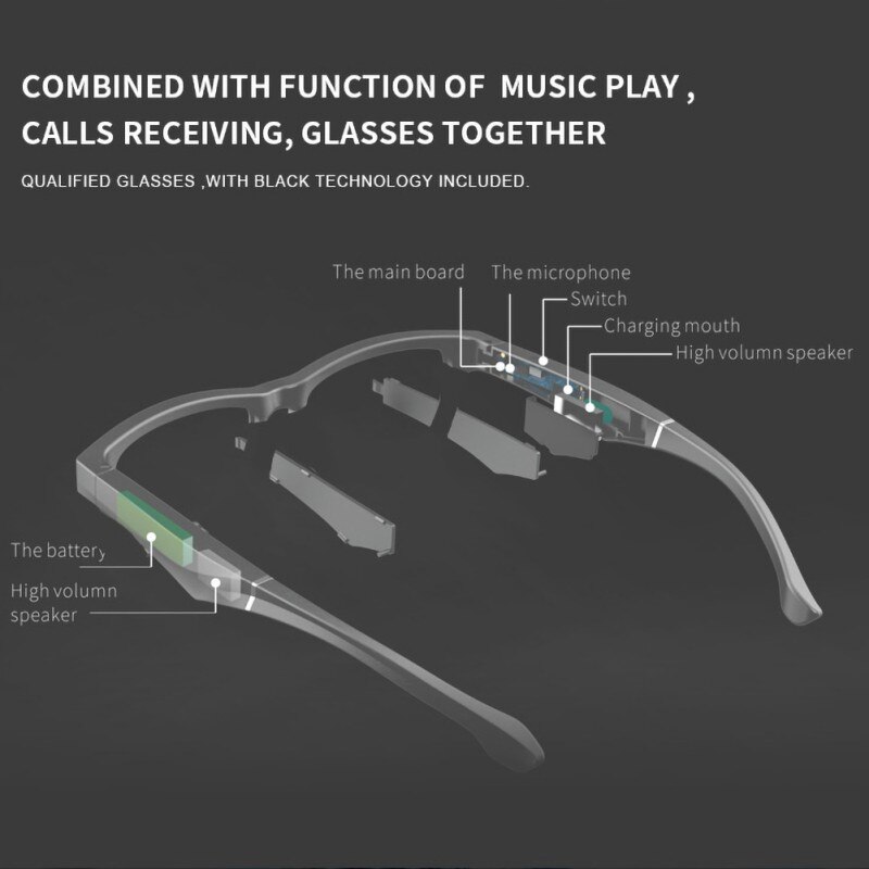 Wasserdichte Bluetooth Clever Brille Hände-Freies Anruf Musik Sonnenbrille Für IPhone Android