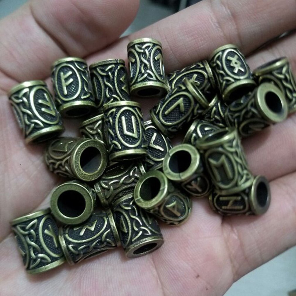 Viking Runen Kralen Voor Sieraden Maken Haar Baard Ambachten Jewlery Diy Metalen Spacer Groot Gat Kraal Accessoires Fit Charm Armband