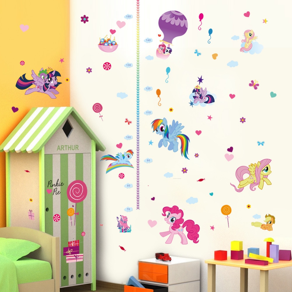 Cartoon Children height measure growth chart wall sticker for kids room nursery girl bedroom art