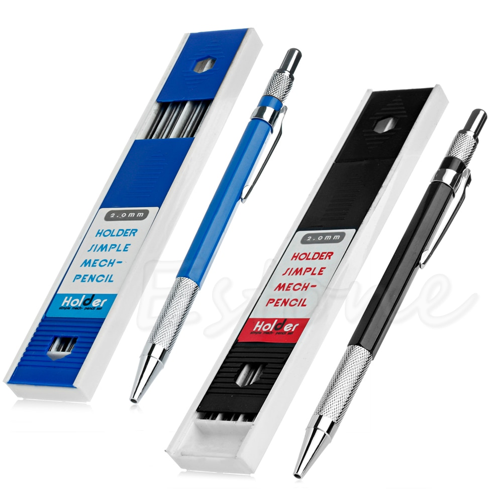 2mm 2B Lead Holder Automatic Mechanical Drawing Drafting Pencil 12 Leads Refills