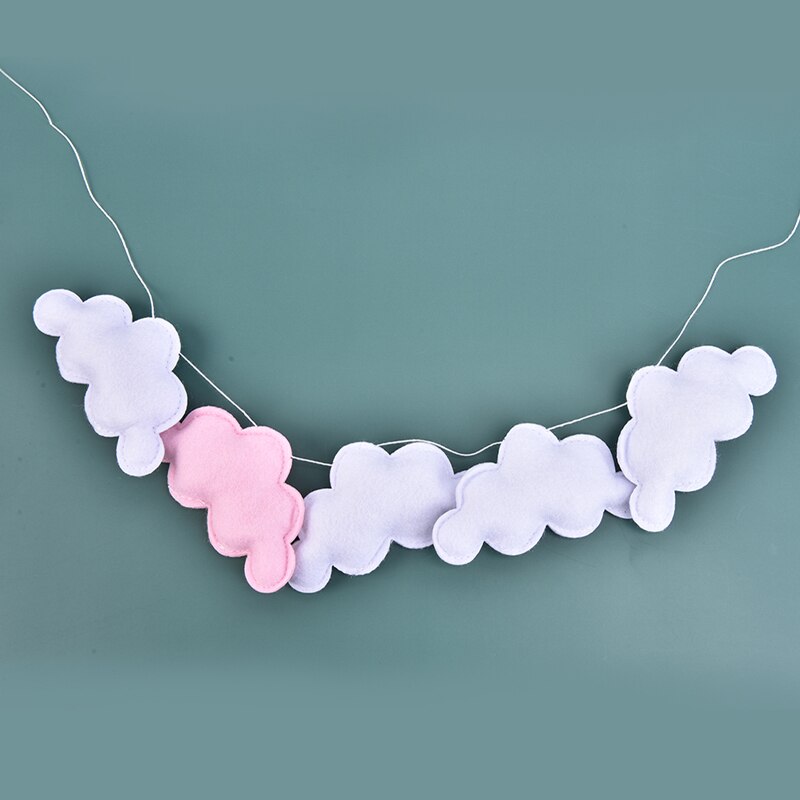 Guirnalda de nube de fieltro INS para colgar en la pared, adornos nórdicos para cama de bebé, decoración para habitación de niños, foto de decoración, utilería para: Pink