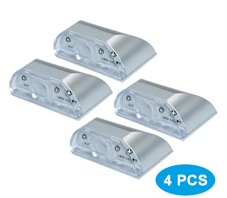 Lámpara de ojo de cerradura infrarrojo PIR móvil sin cables, cerradura para puerta con Sensor de luz para cocina, pasillo, escalera, almacén, lámpara nocturna plateada: Silver-4 PCS