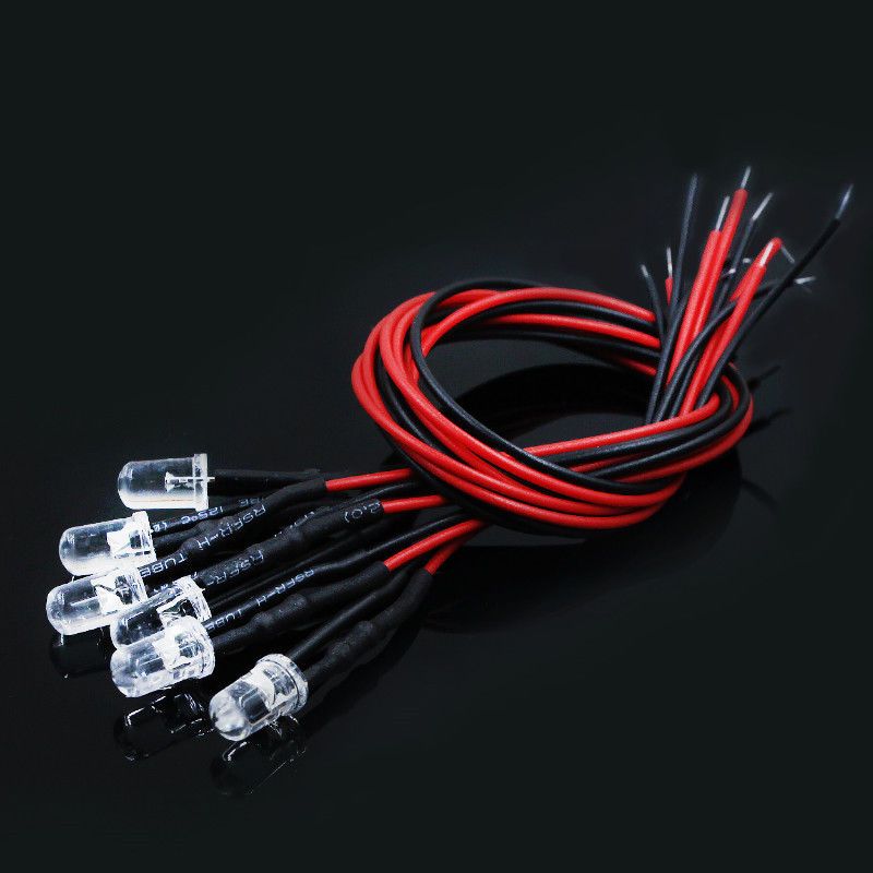 Luces LED de 10 piezas para coche de control remoto, accesorio de 3mm/5mm, 12v para 1/10 RC Crawler Drift Car TRX4 Defender AXIAL SCX10 D90 1/14 Tamiya RC Truck Scania Actros Part