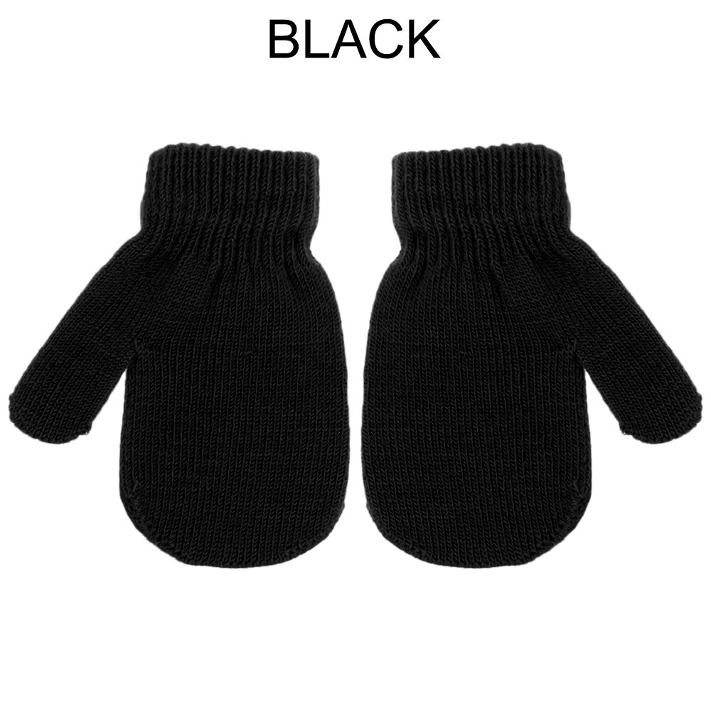 1-4 jaar oude gebreide handschoenen voor kinderen, winterwarm, wanten met lange vingers, meisjes, jongens, snoepkleur, mooie vingerloze handschoenen: Zwart