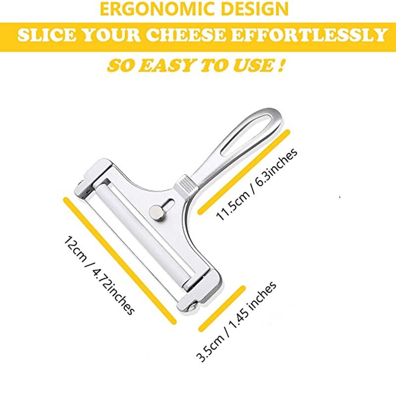 Aluminum Alloy Cheese Slicer Adjustable Thickness Cheese Butter Cutter with Wire for Soft and Semi-Hard Cheeses Kitchen Gadgets