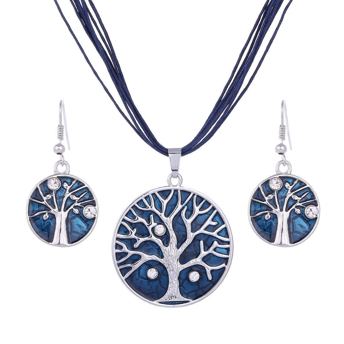 MINHIN nuovo Set di collana a catena in pelle con gemma smaltata per Set di gioielli da sposa per feste Set di gioielli estivi da donna: F907