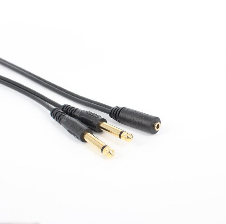 3.5mm (Mini) 1/8" TRS Stereo Female to 2 Dual 1/4 Inch 6.35mm Mono TS Male Y Splitter Cable 5ft/1.5m