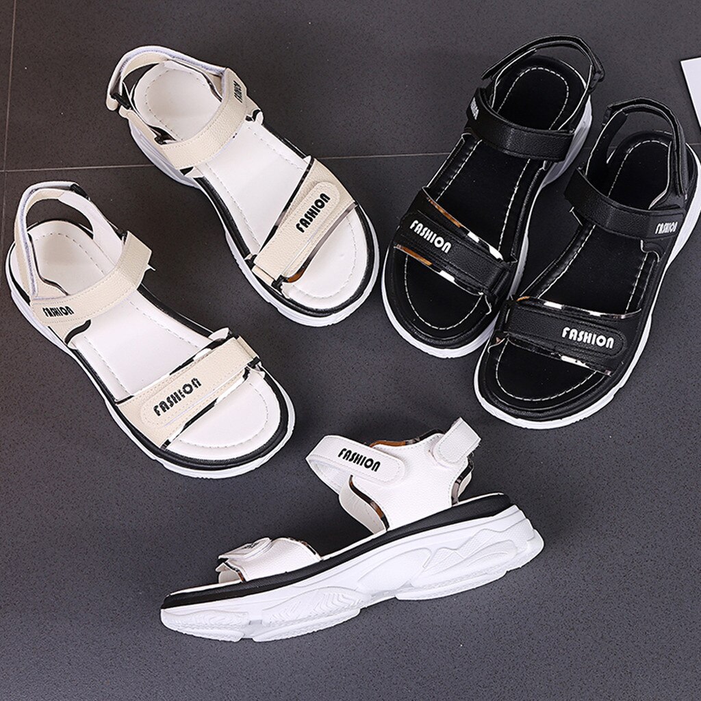 YOUYEDIAN sandalias de Punta abierta a la para mujer, sandalias deportivas casuales, Sandalias planas de suela gruesa, zapatos de playa, zapatos de punta abierta # g3