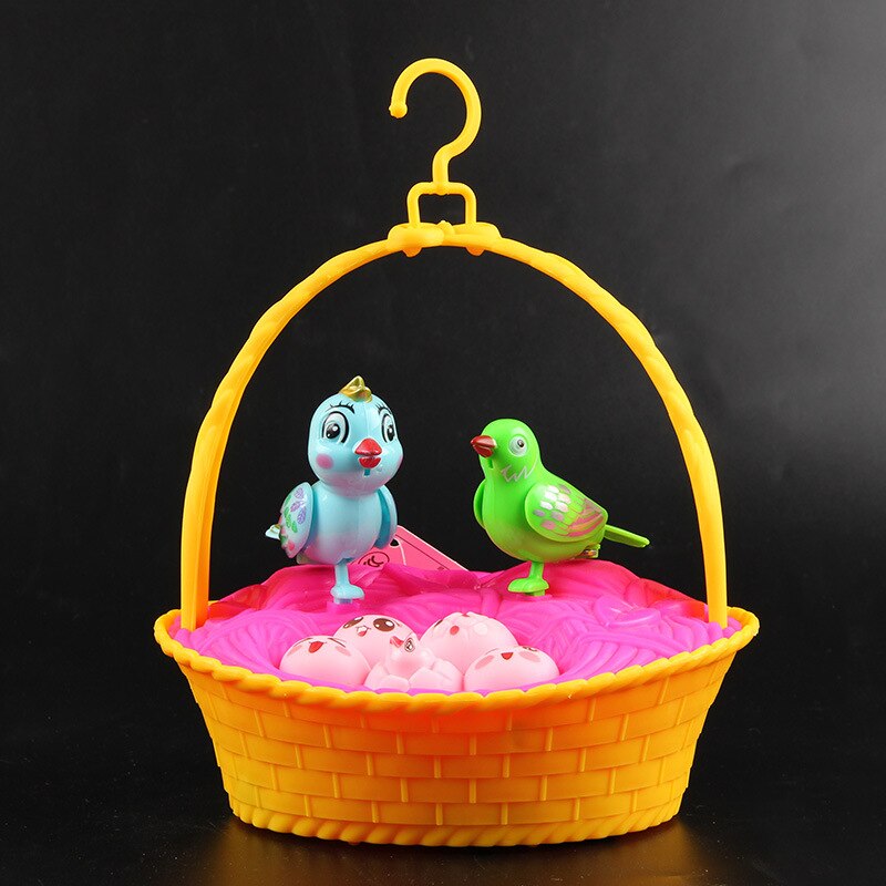 Sterowanie głosem dla dzieci imitacja ptaka rodzina w koszyku zabawki dla dzieci z dźwiękiem światło śpiewający ptak gniazdo dom zagraj w zabawki robić gier: żółty