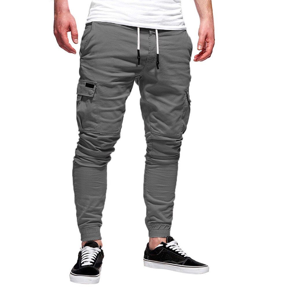 Men's Sport Pure Color Bandage Casual Loose Sweatpants Drawstring Pant: DG / L