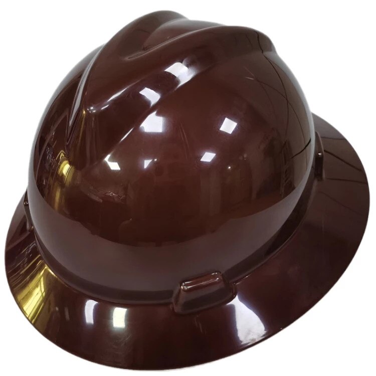 Full Brim Hard Hat Pure Color Work Safety Helmet Lightweight Work Cap for Construction Railway Mine Traffic 5 colors: brown