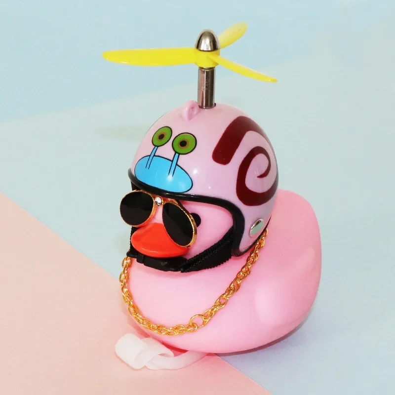 Timbre de bicicleta Daffy Pink Duck con casco, hélice, accesorios de goma para bicicleta, moto MTB, bocina de bicicleta para niños, luz de capitán de pato: violet