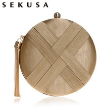 SEKUSA Ball women clutch with tassel diamonds evening bag shoulder chain wedding bridal handbags for party purse