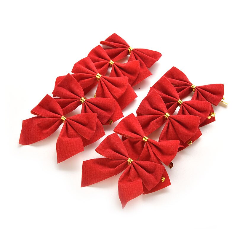 24 stuks kerstboomversiering met strikken, kerstballen, kerstversieringen voor het jaar, kerstversieringsbenodigdheden voor feesten en partijen.