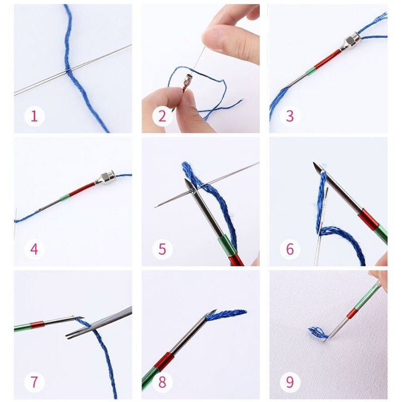 Para bordado de Metal punzón aguja hecha a mano para DIY bordado Cruz Stich costura conjunto de herramientas con tubo